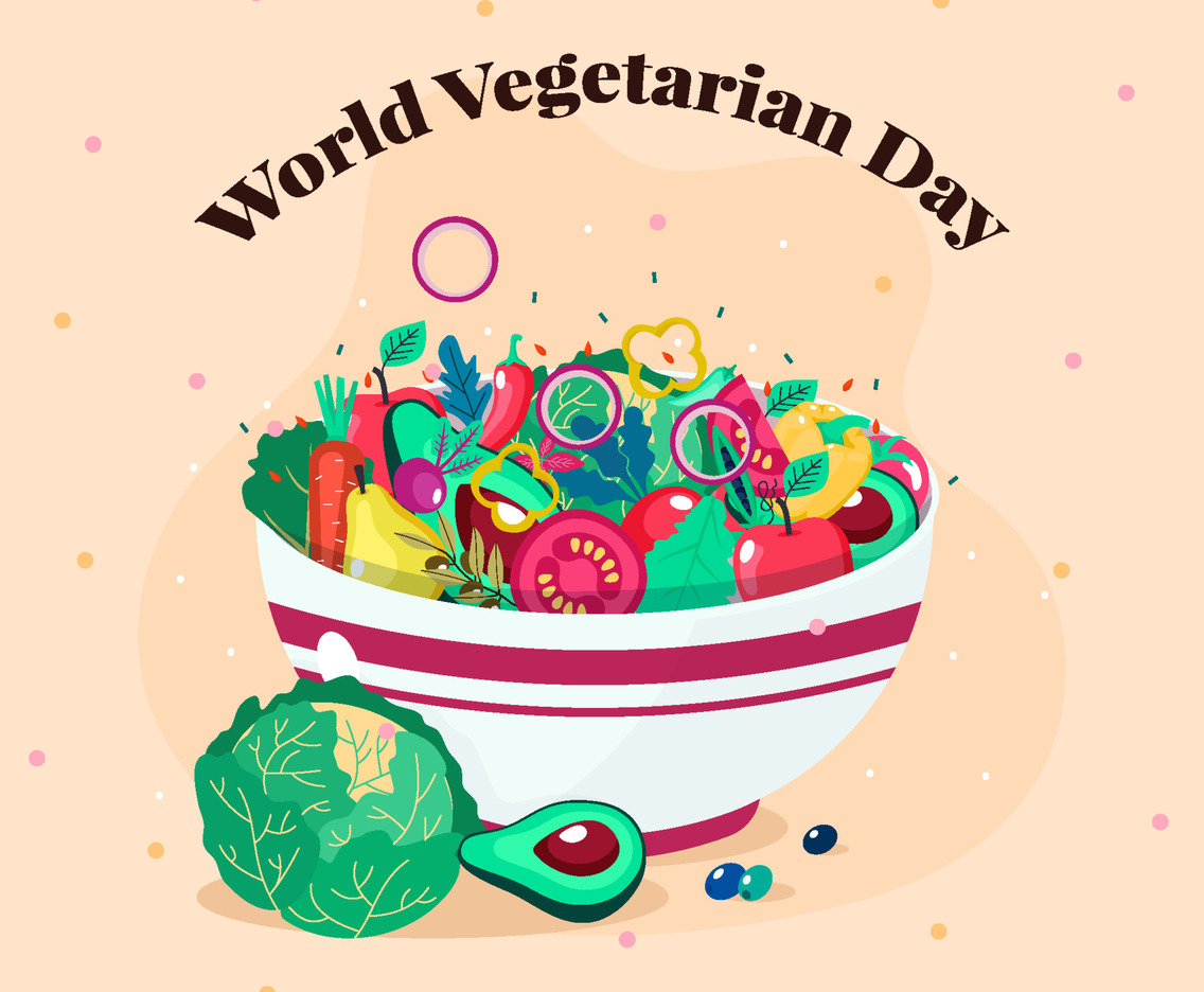 Bowl of Vegetable on World Vegetarian Day Concept