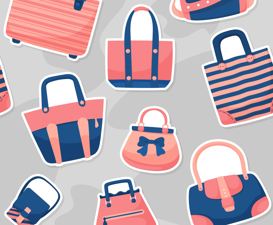 Bags Variety Pink Blue Seamless Pattern