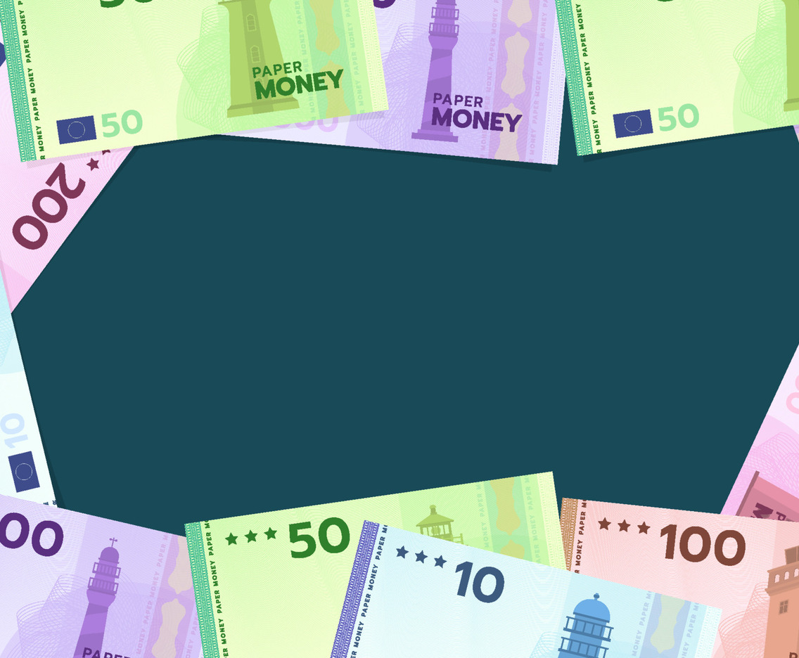 Fake Paper Money on Blank Background