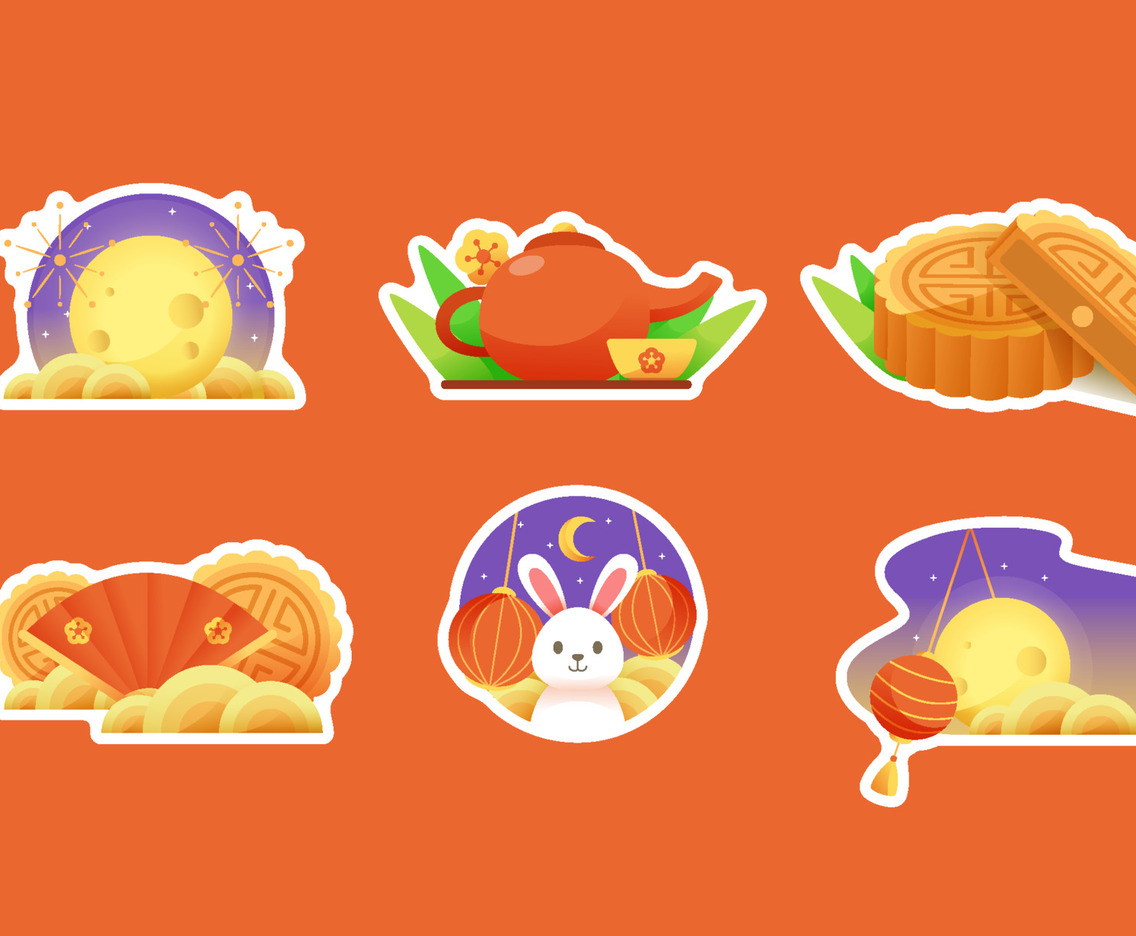 Mid Autumn Festival With Cute Bunny and Mooncake