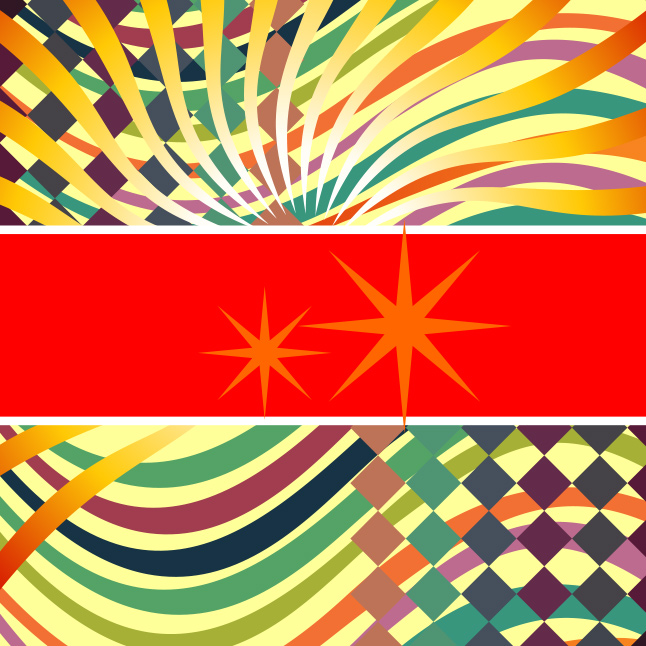 Retro Rainbow Wave and Star Vector Banners