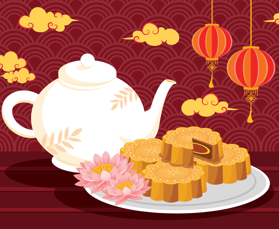 Mooncake With Teapot Mid Autumn