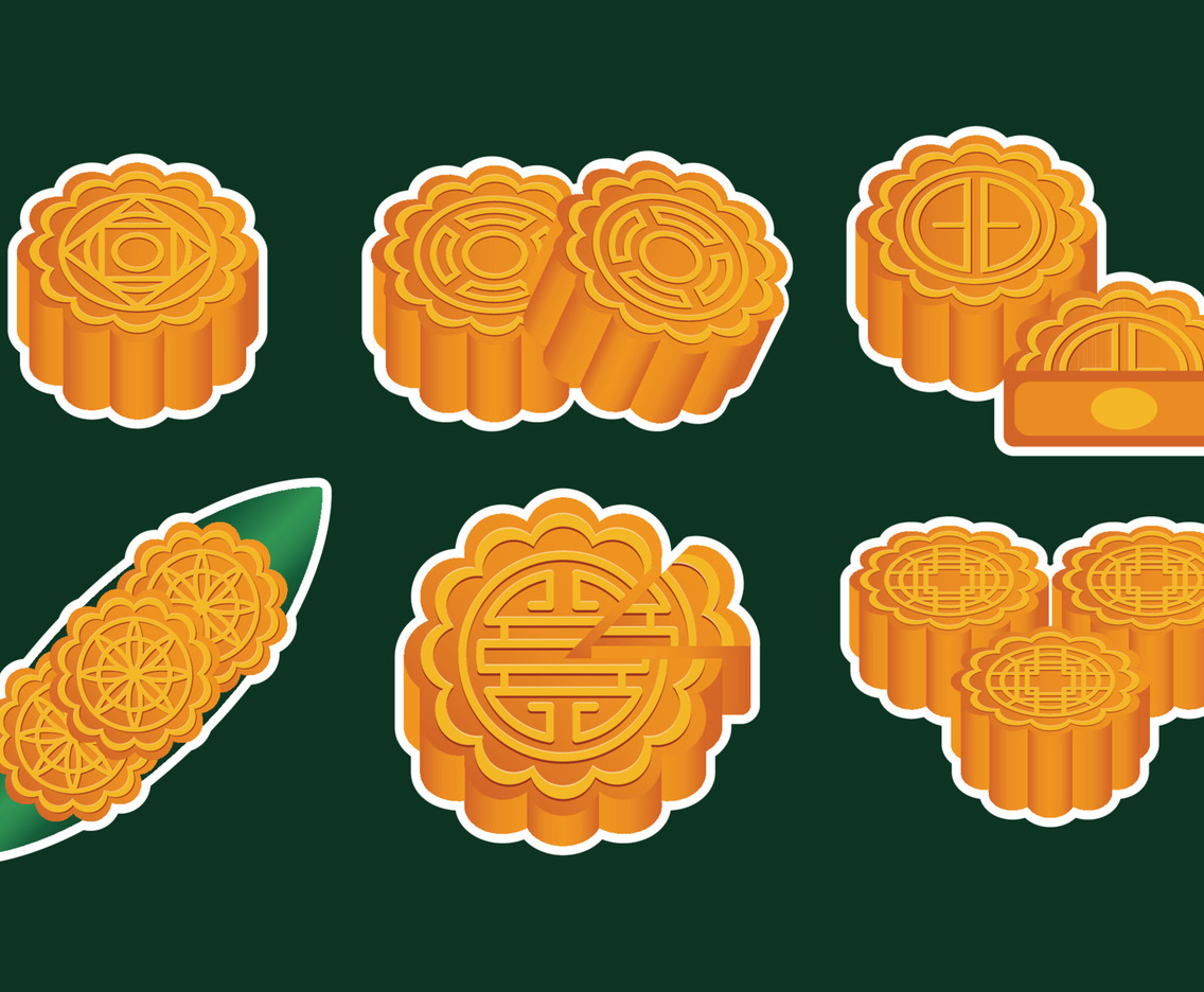 Set of Moon Cake Stickers