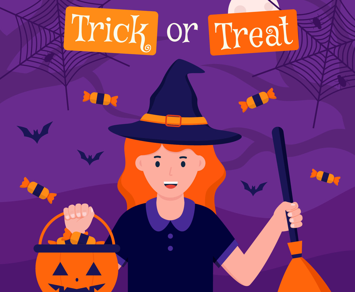 Halloween Trick or Treat with Square Layout Background