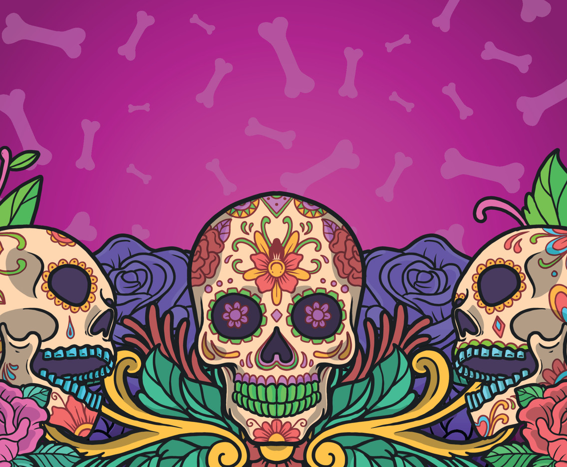 Calavera Sugar Skull Dia De Los Muertos Background