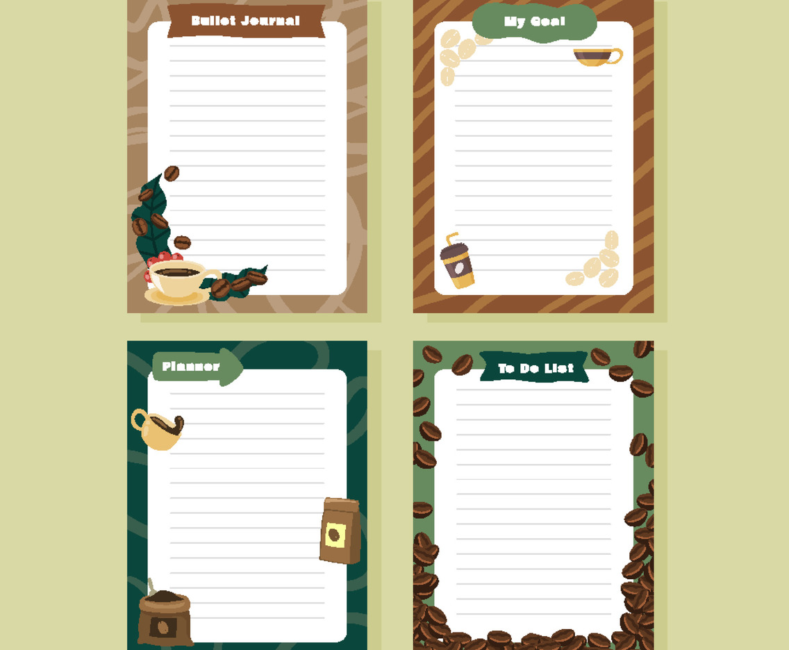 Coffee Themed Journal Planner Templates