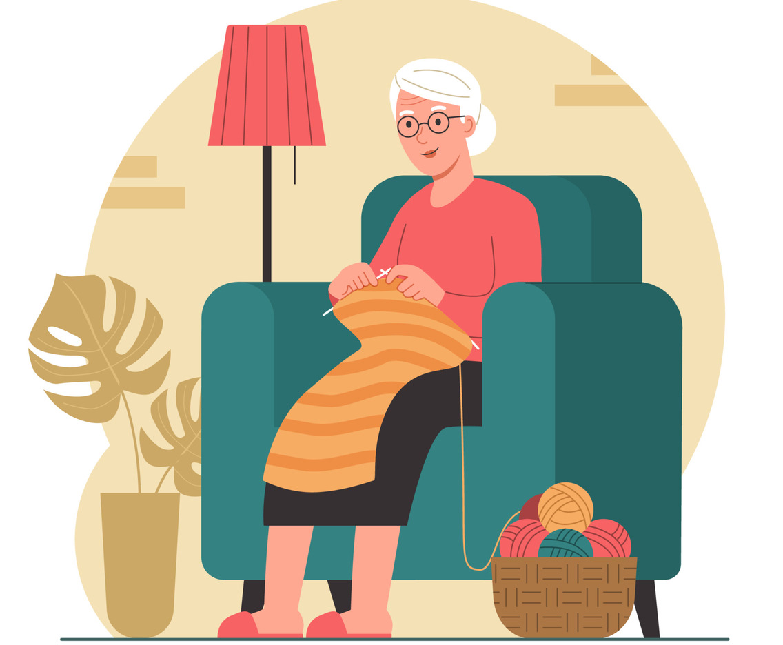 Grandma Knitting Sweater at Home