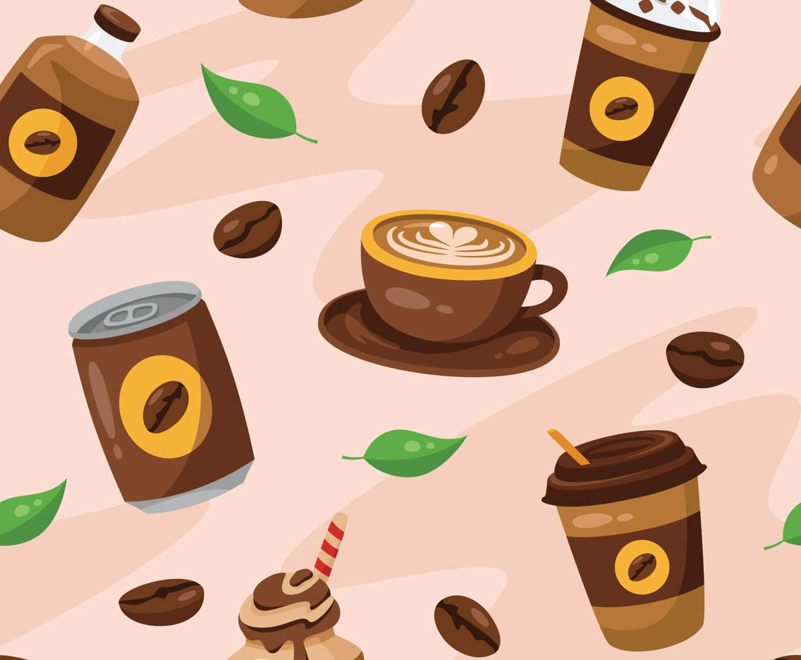 Coffee Beverages Seamless Background