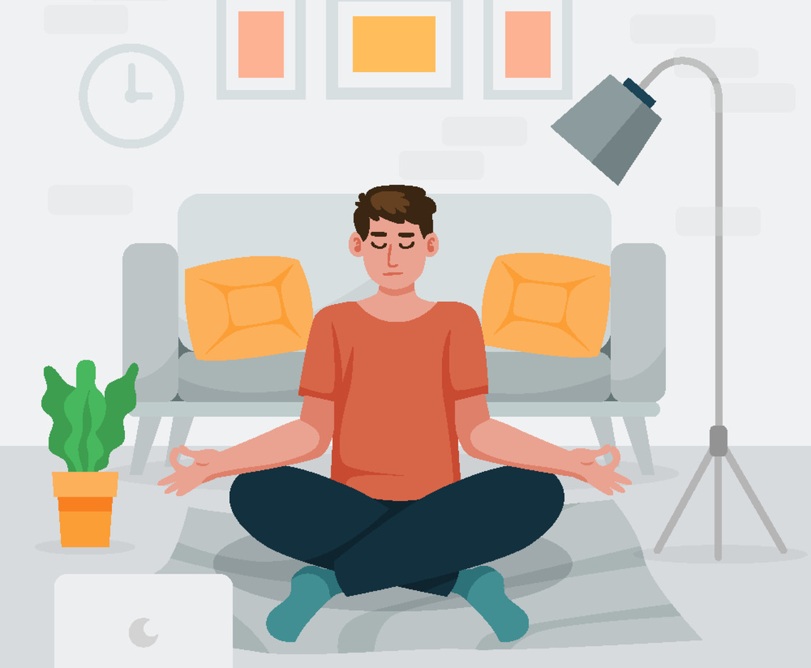 Man Doing Yoga Indoor Concept