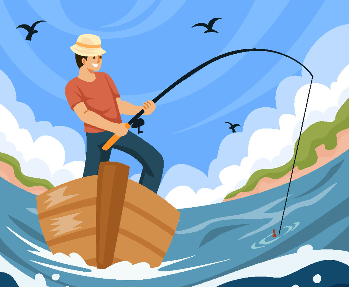 Man Enjoy Fishing during Fall