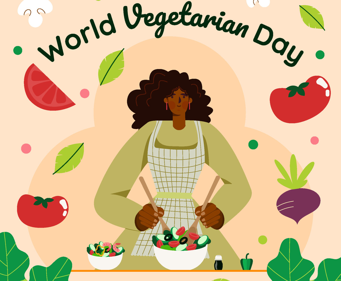 Woman Serve Vegetarian Dish Concept
