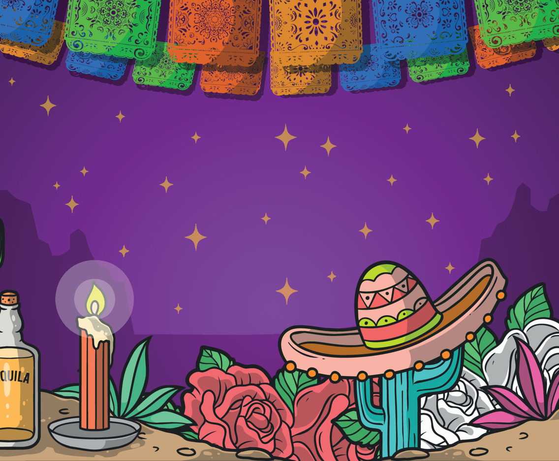 Papel Picado in Dia De Los Muertos Background
