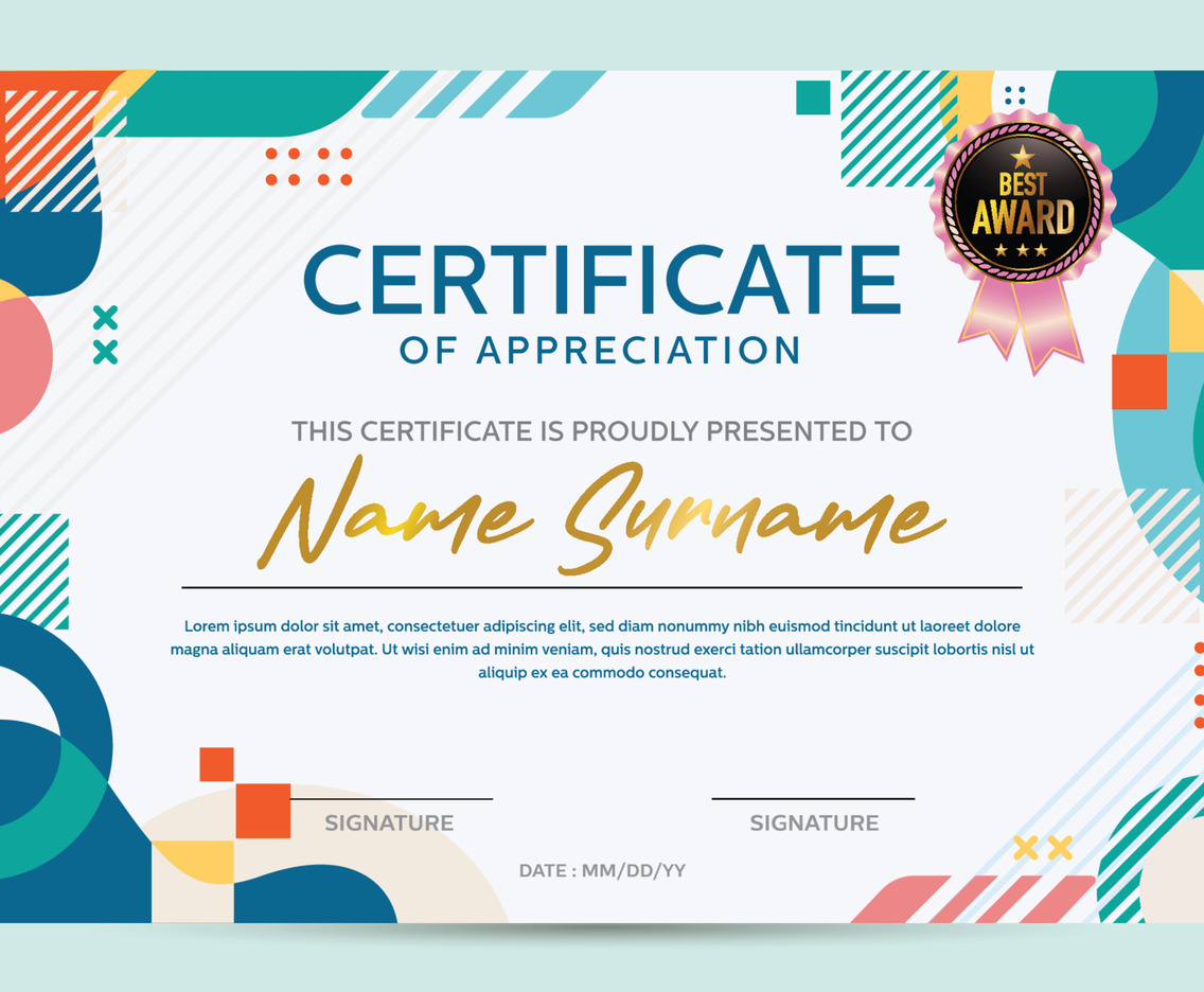 Certificate of Appreciation Template Design