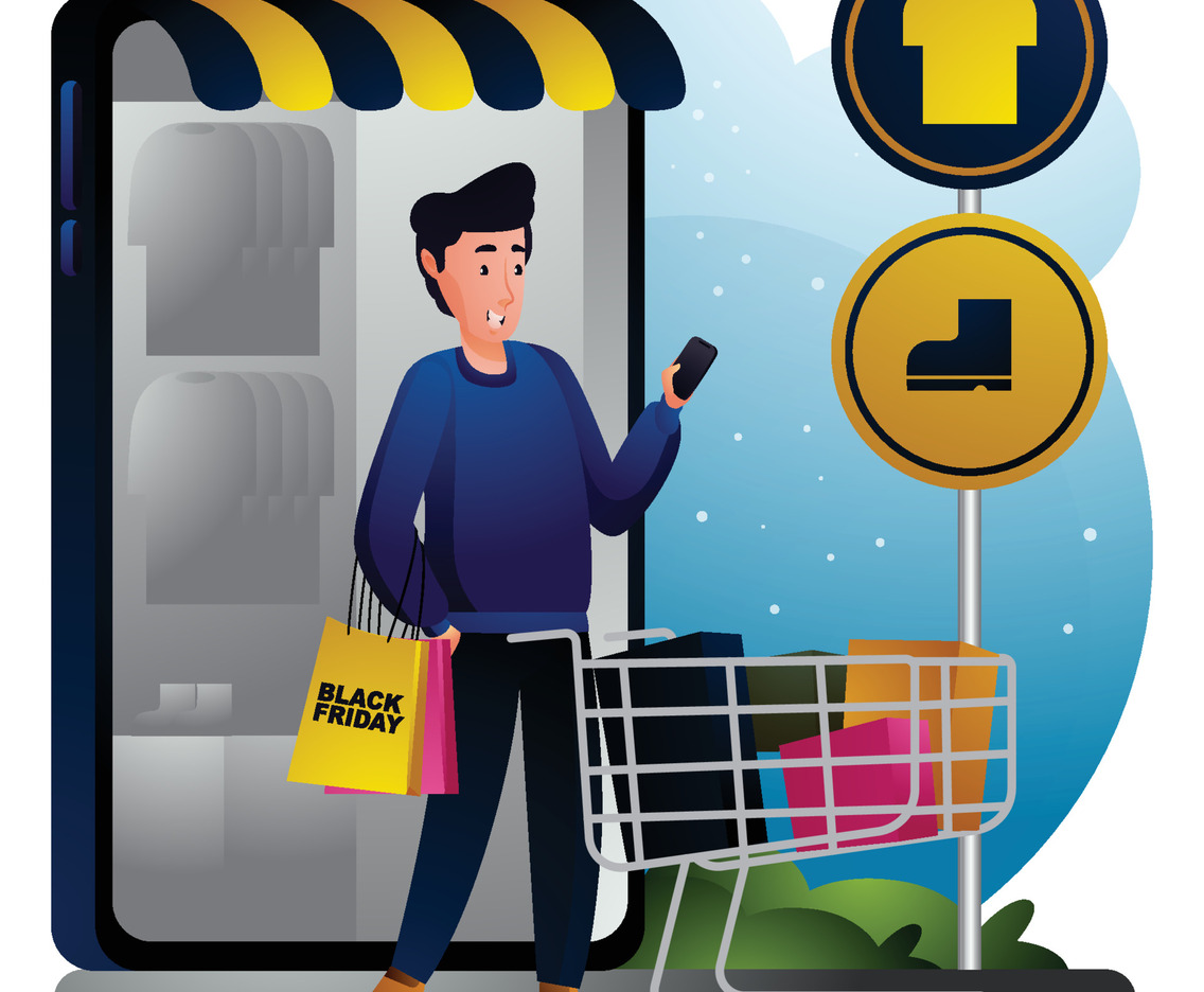 Black Friday Shopper Character