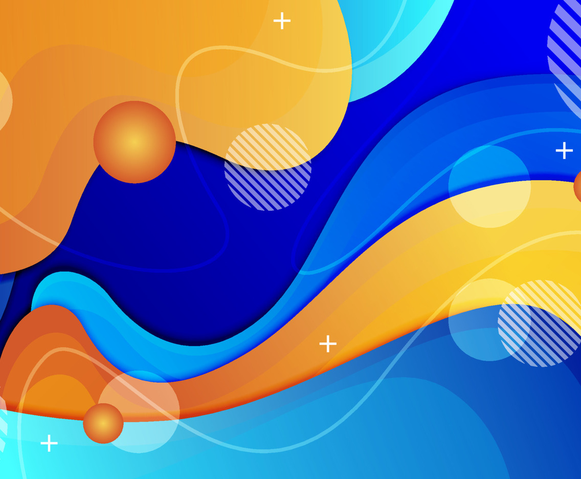 Abstract Geometric Blue Orange Fluid Background