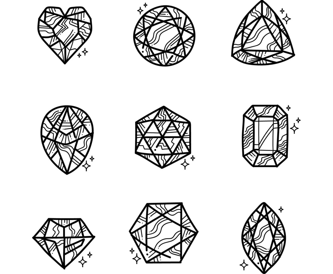 Cool Gemstones Crystals Sticker Tattoo