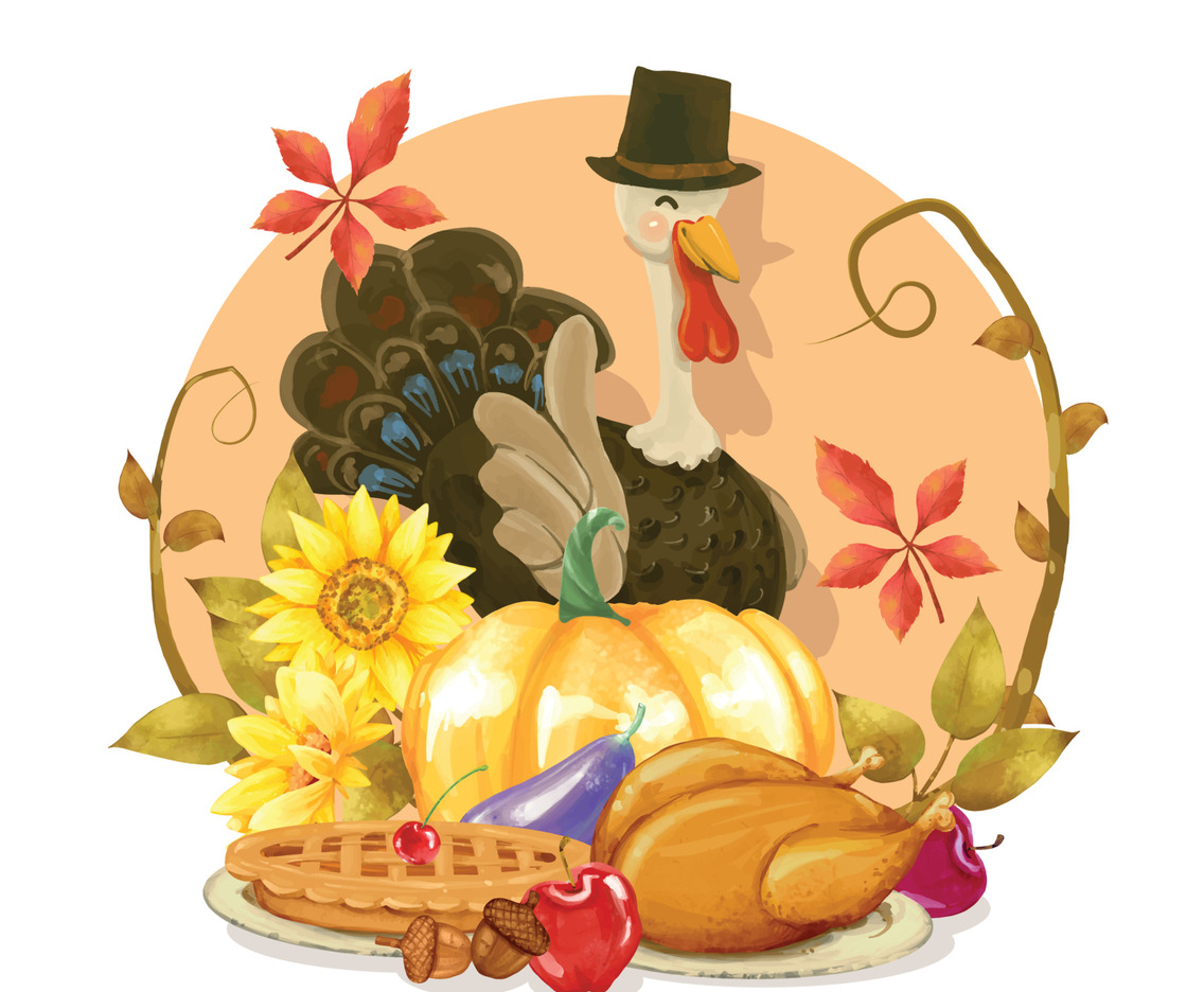 Thanksgiving Festival Celebration with Turkey Wearing a Hat