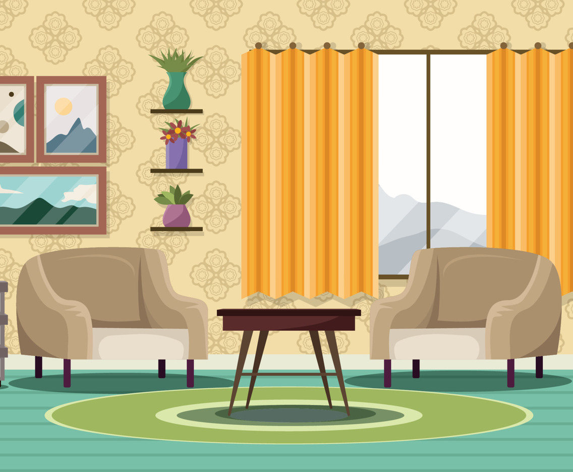 Retro Living Room Background
