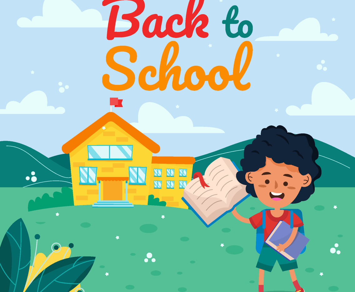 Boy Holding Book and Going To School Concept