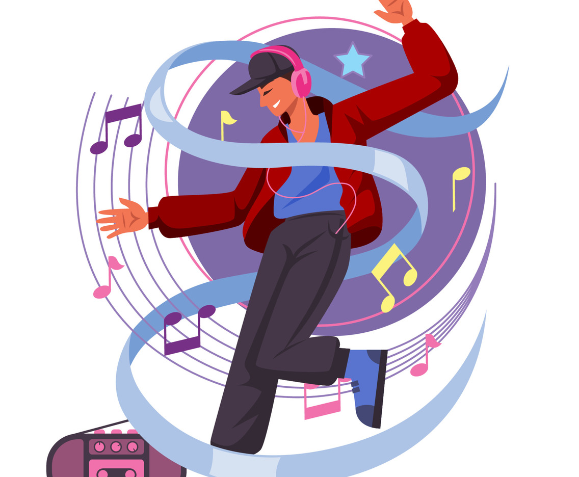 Happy Young People Dancing with Radio