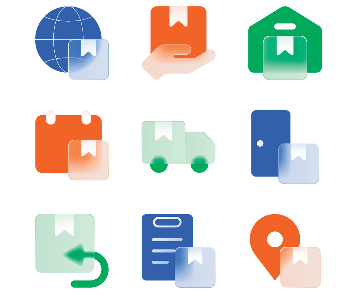 Glassmorphism Delivery Icons