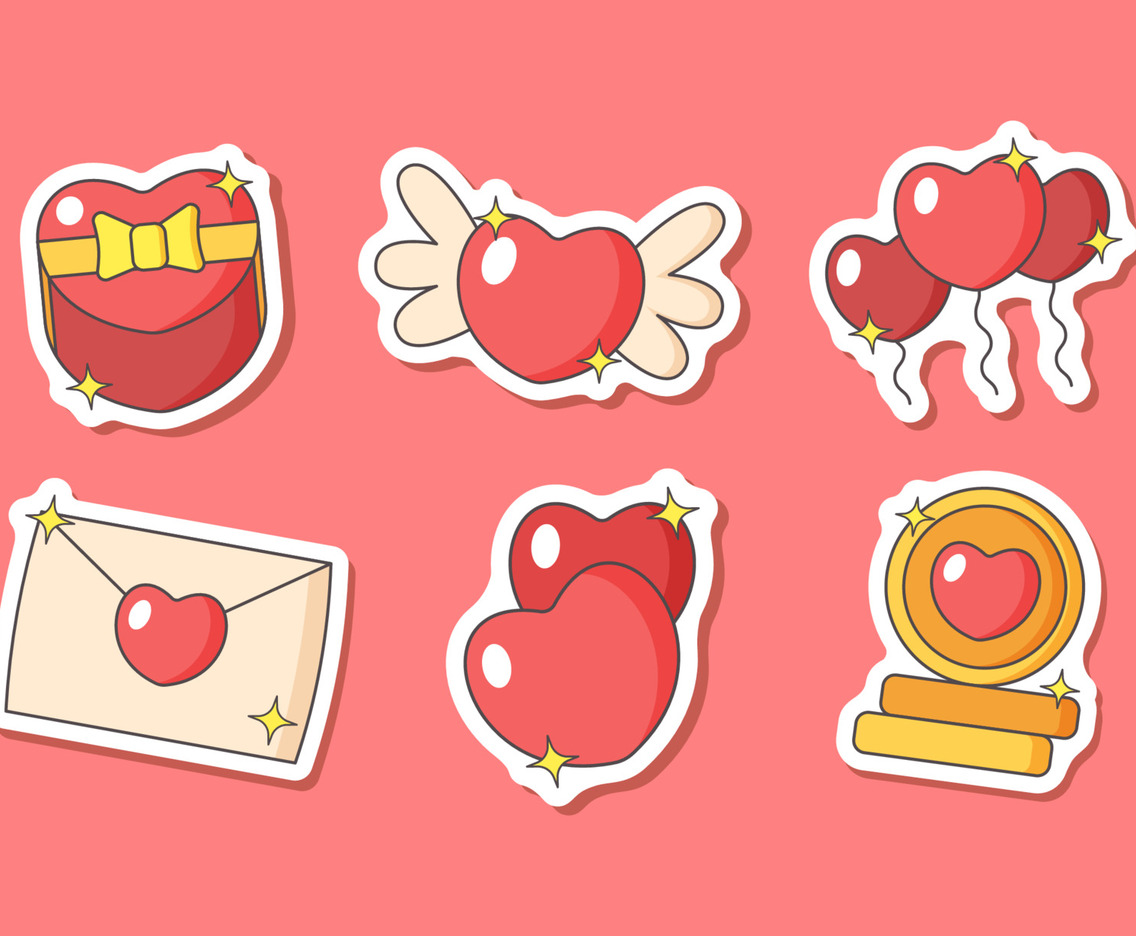 Cute Heart Cartoon Sticker Pack