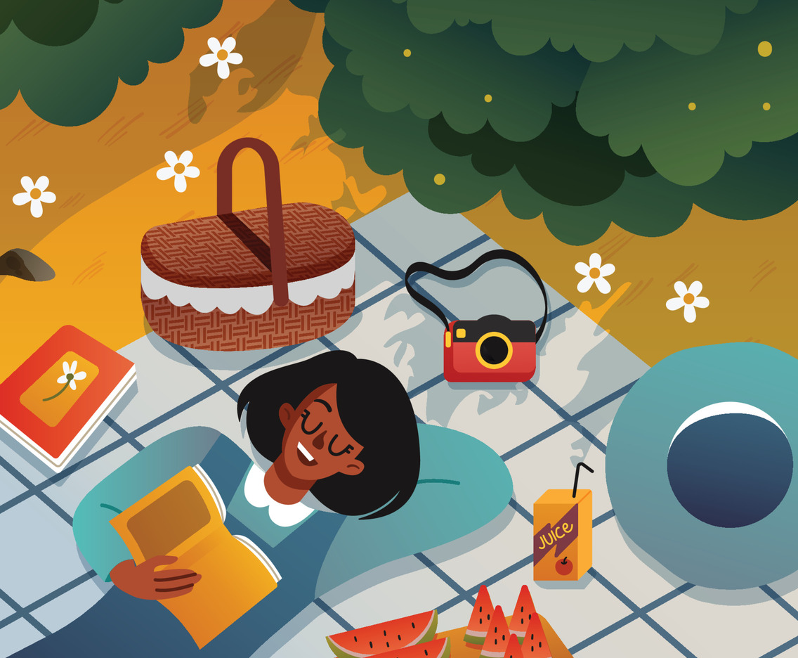 A Girl Having a Picnic for Her Holiday