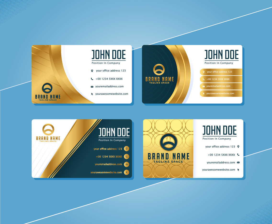 Gold And White Business Cards Set