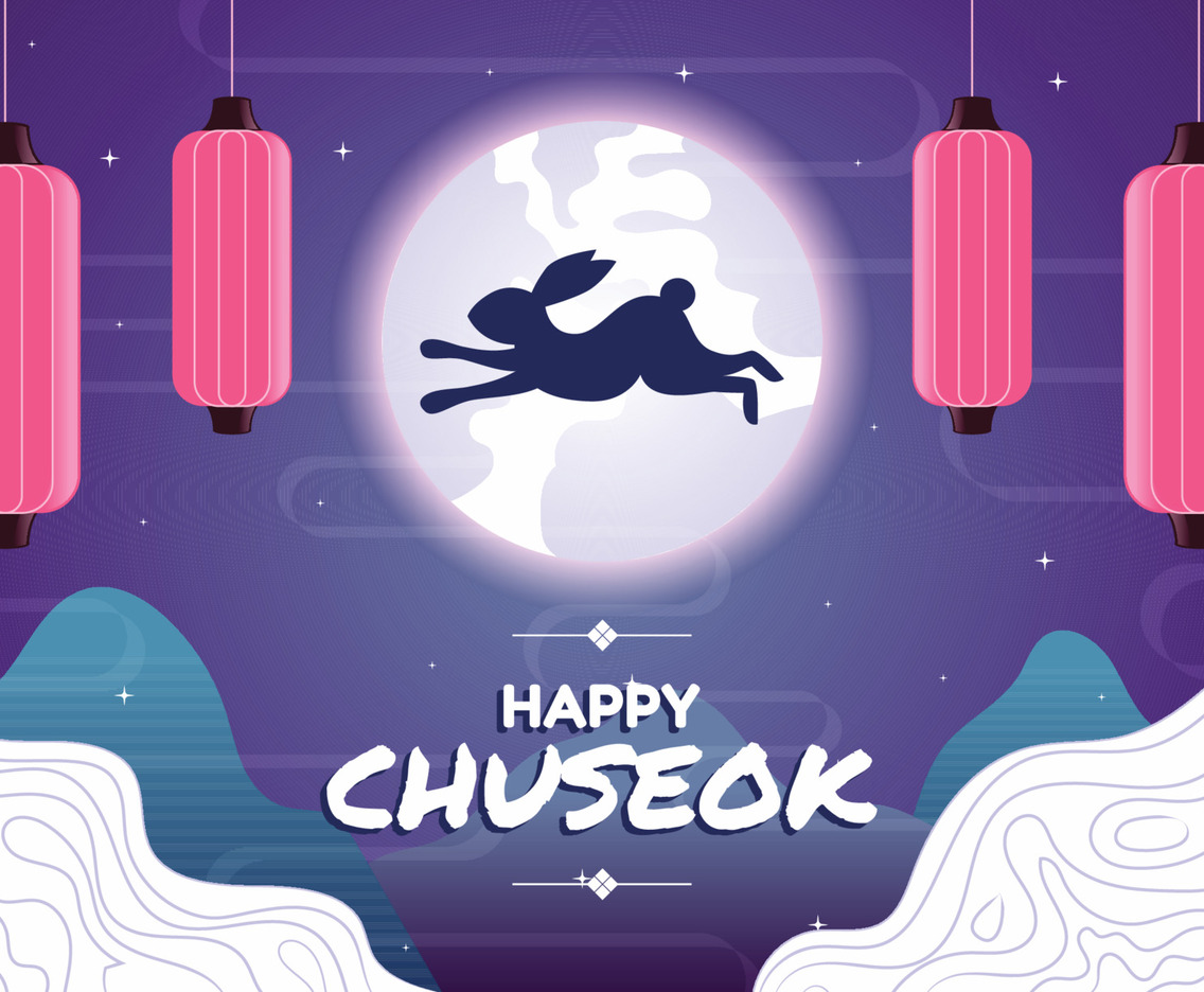 Chuseok Festivity with Rabbit Lantern and Moon