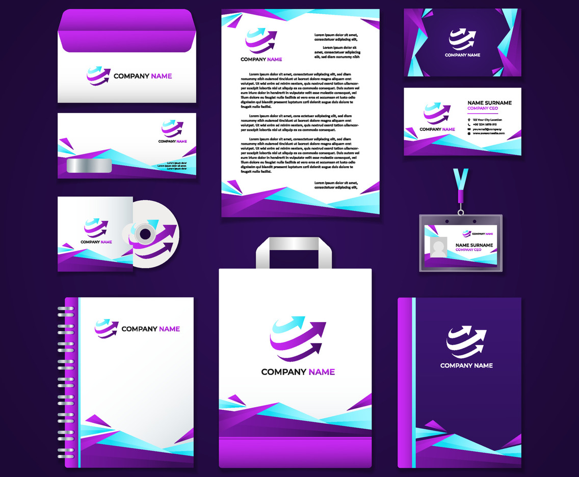 Neon Accent Business Stationary Kit Template