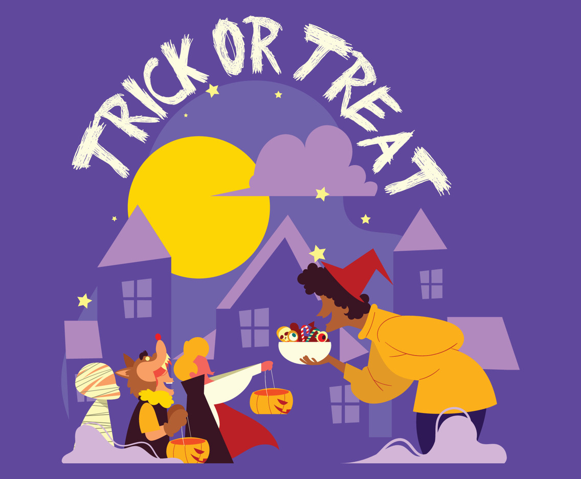 Kids with Costumes in Halloween Night