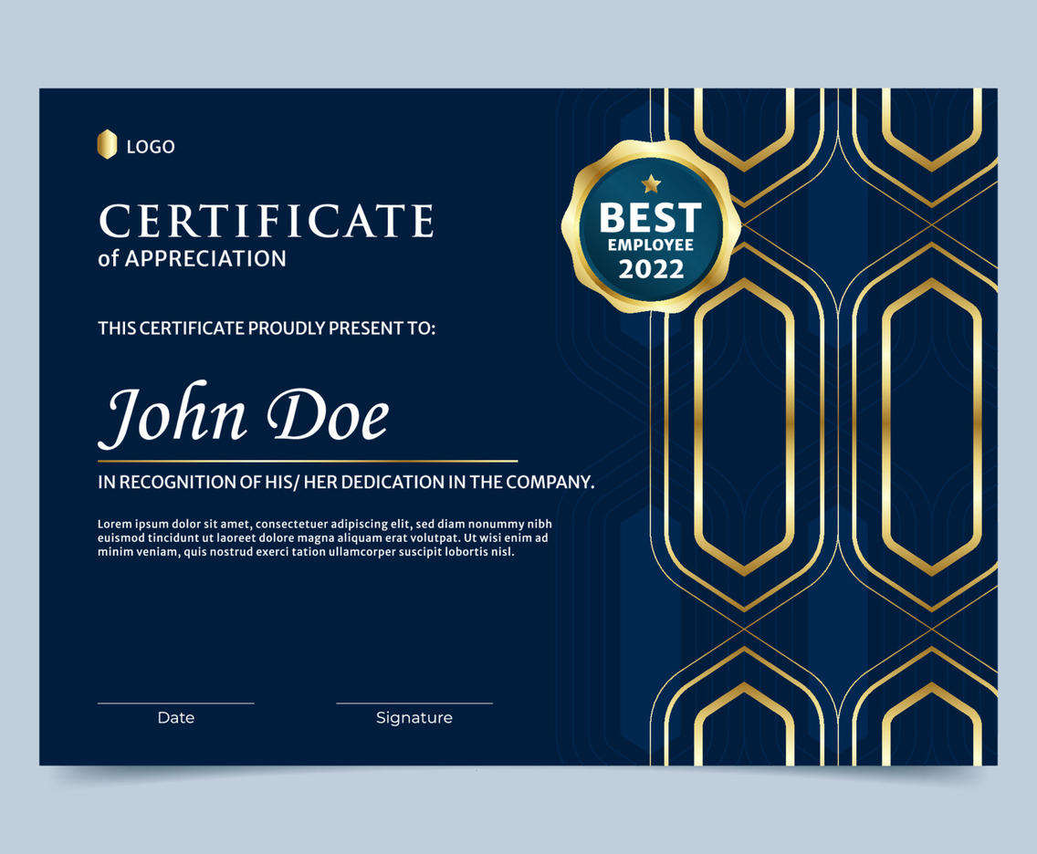 Luxury Dark and Gold Certificate Template