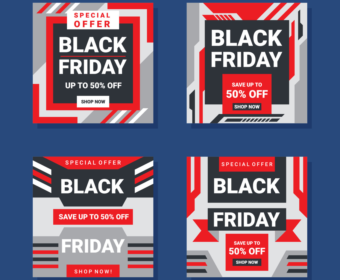 Set of Black Friday Sale Social Media Posts