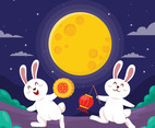 Chuseok Moon And Bunny Background