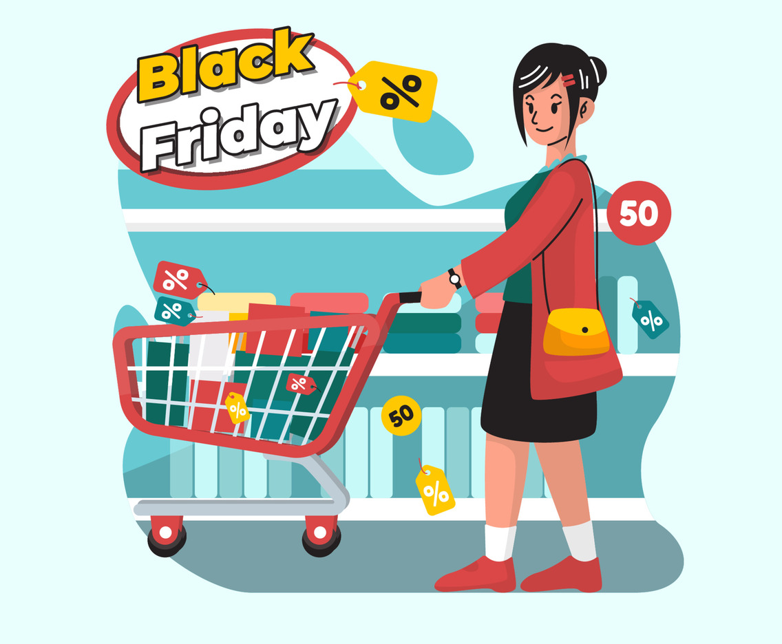 A Woman Shopping on Black Friday