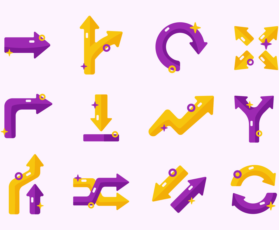 Cute Cartoon Arrow Icon Set