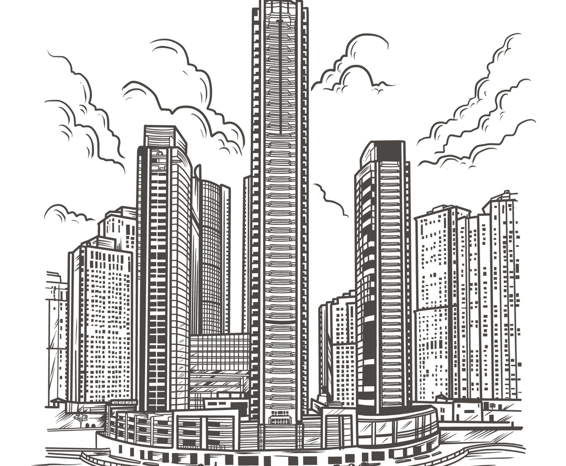 Cityscape Handdrawn Aesthetic Background