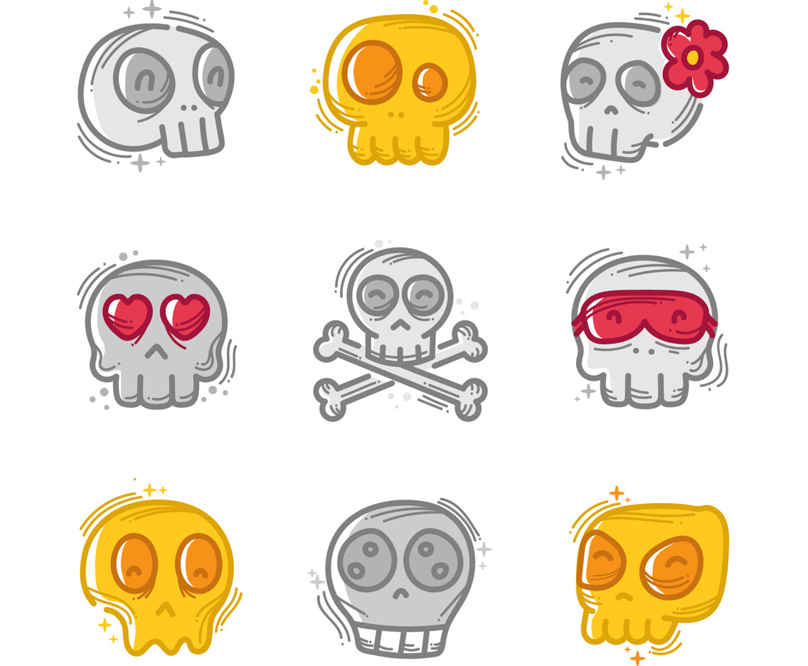 Colorful Kawaii Skull Sticker Badge