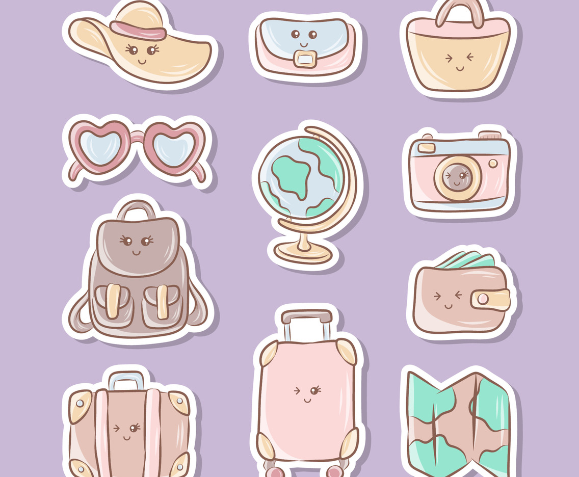 Kawaii Traveling Icon Cute Cartoon Sticker collection