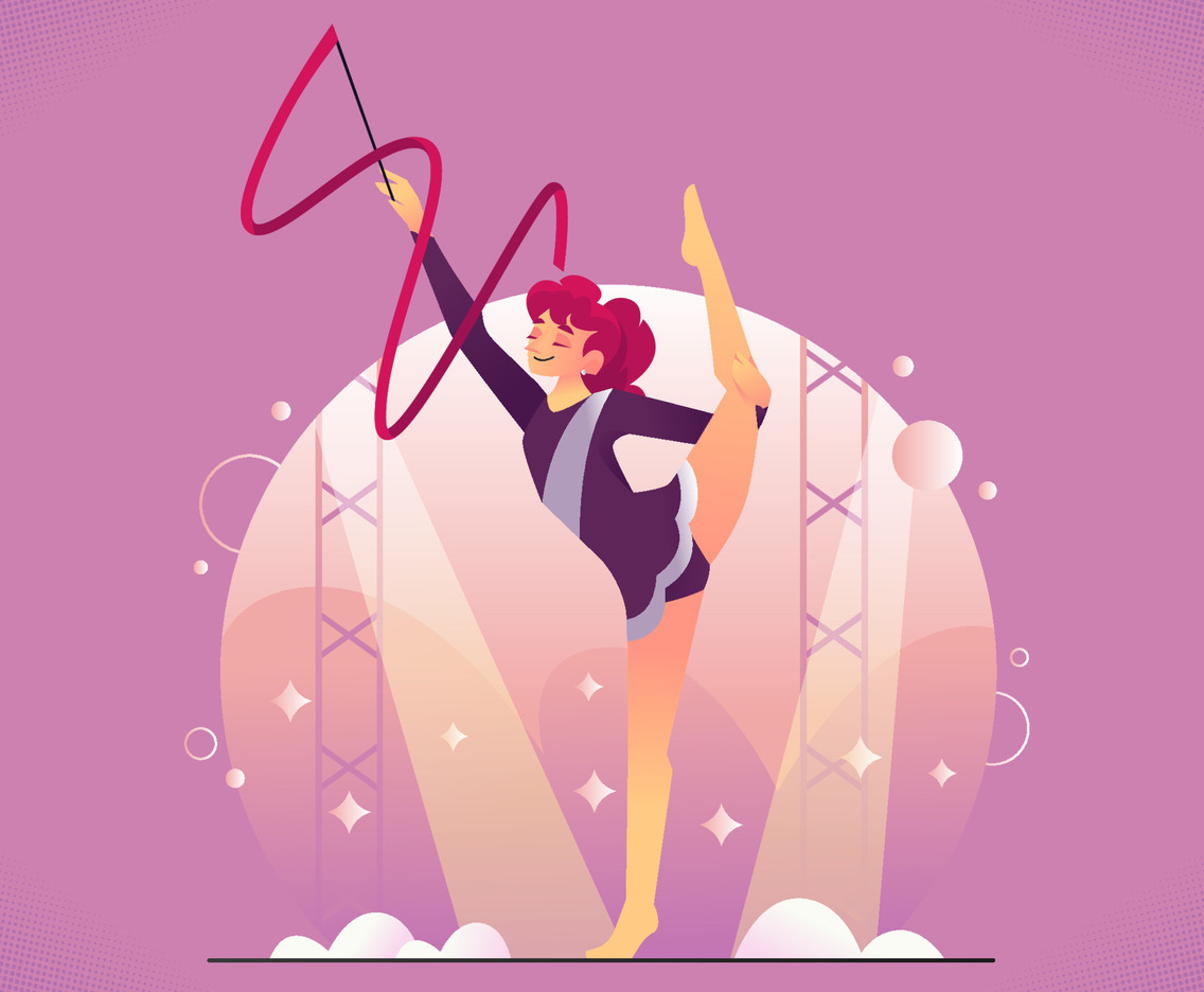 A Woman Performing Rhythmic Gymnastics Acrobatics