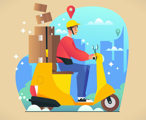 Postal Couriers Deliver Parcels