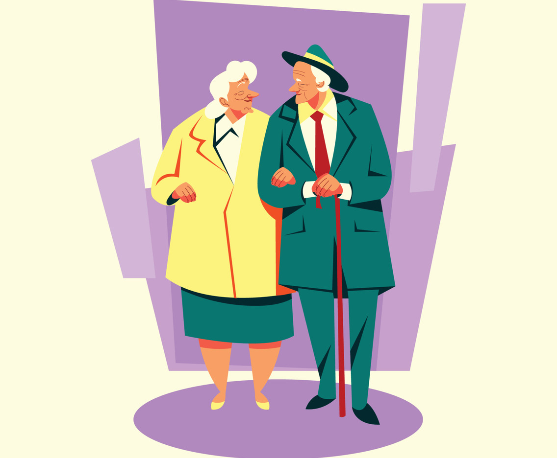 Old Couple Walking