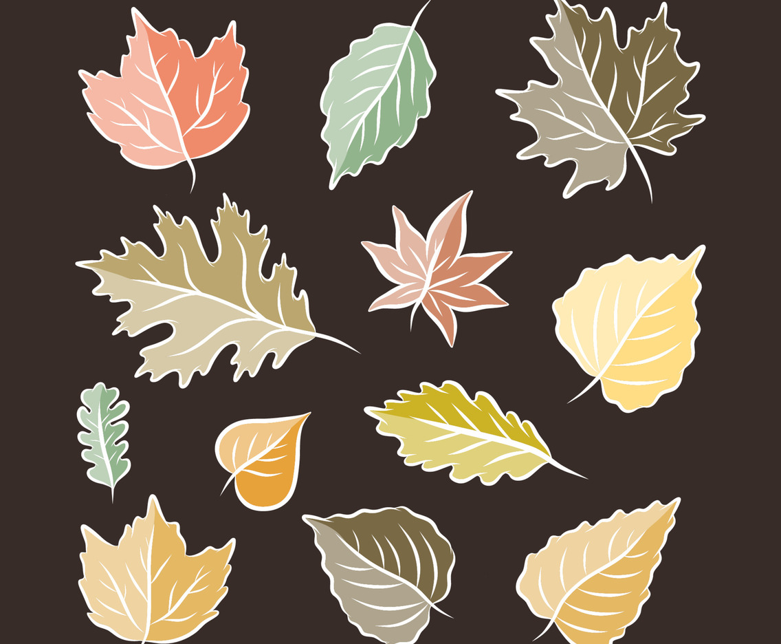 Fallen Leaves Hand Drawn Creative Icons Collection