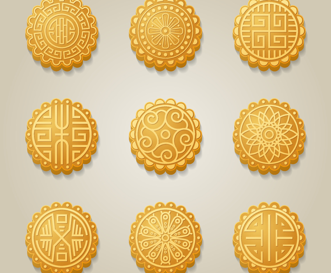 Moon Cake Icons Set