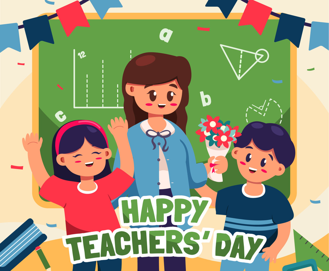 Students Celebrating Teachers Day in Classroom