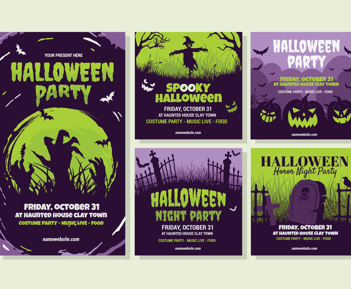 Halloween Adult Party Social Media Template