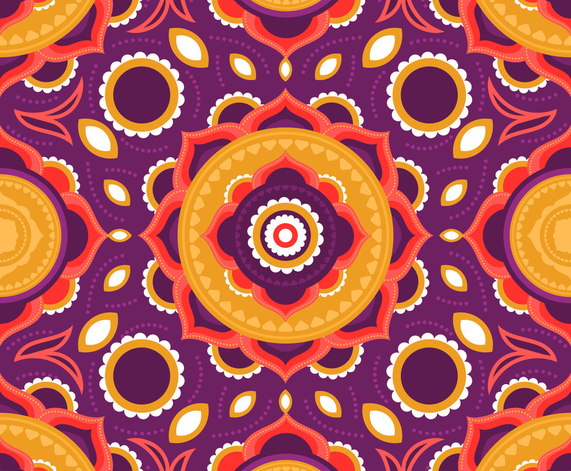 Colorful Diwali Rangoli Seamless Pattern