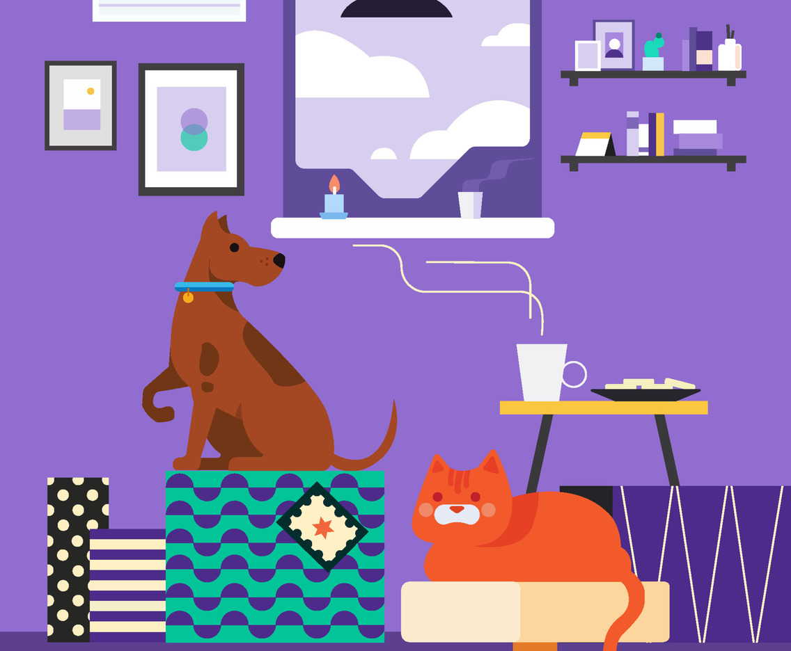 Cat And Dog At Home Concept
