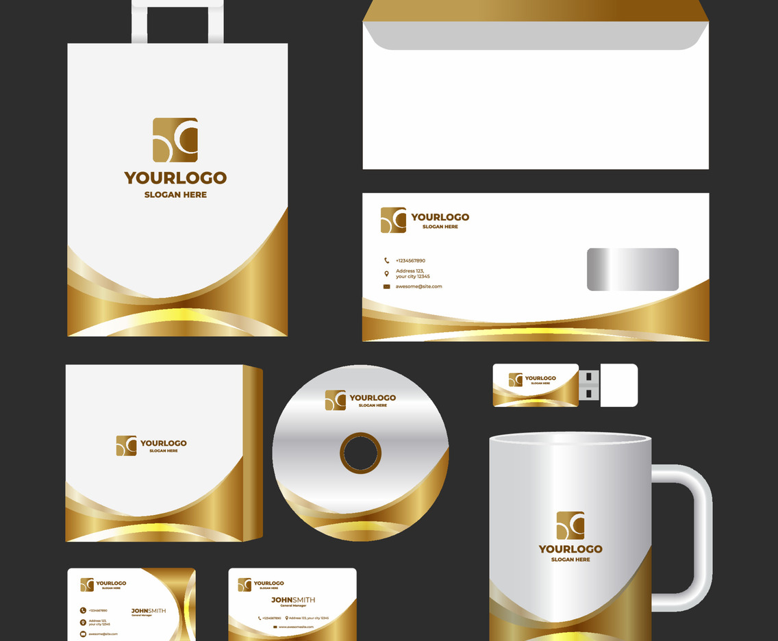 Creative White And Gold Business Kit
