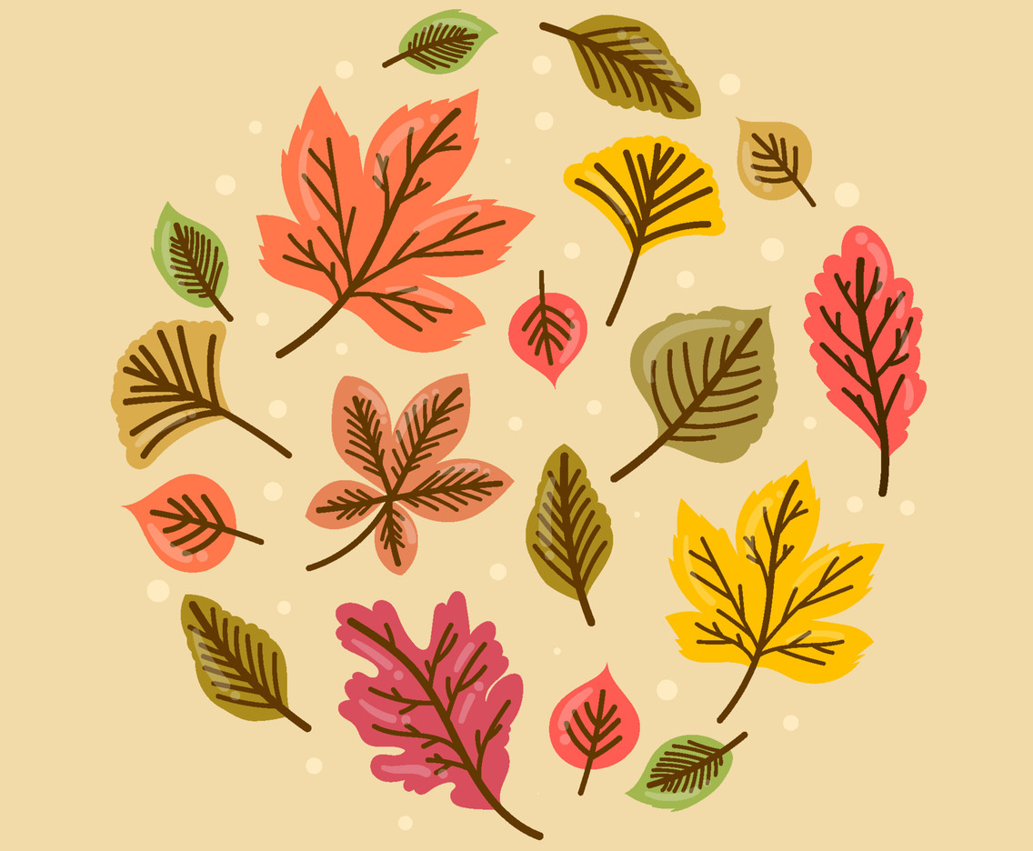 Flat Fall Activity Fallen Leaves Icon Collection